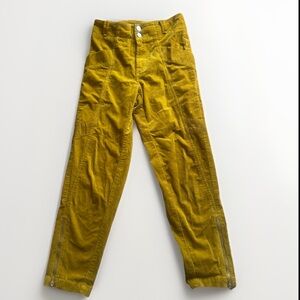 Anthro Pilcro Mustard Corduroy Moto Pants 25 Zipper Ankle Cargo Boho